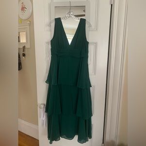 Lulus Emerald Green Tiered MIDI Dress Size X-Large